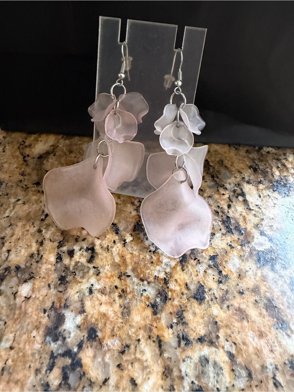 Delicate Pink Petal Drop Earrings - Women Jewelry